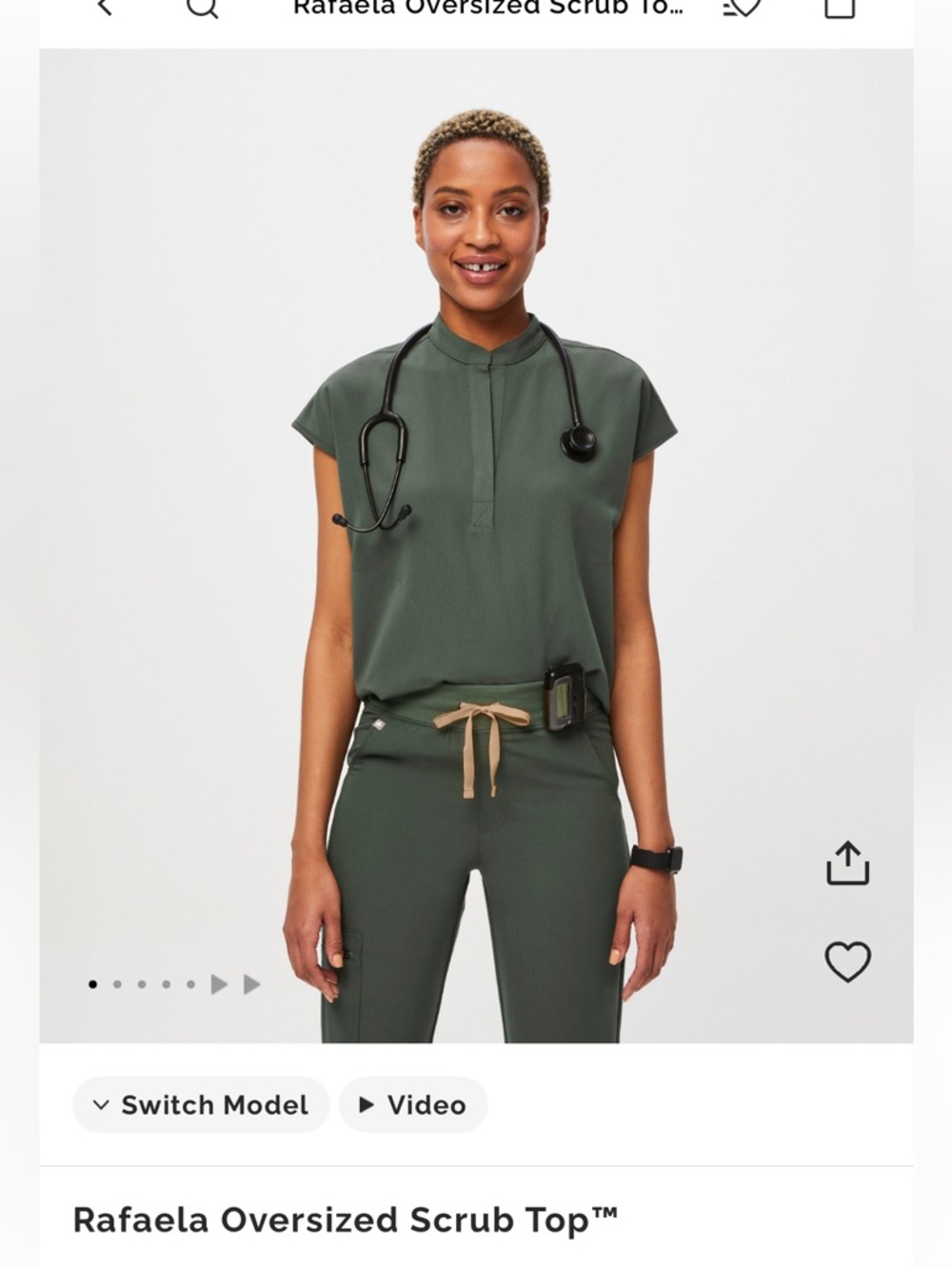 Rafaela Oversized Scrub Top - Olive Green